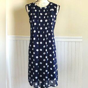 Navy Polka Dot Sleeveless Dress
